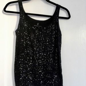 New York & Company Black Sequin Tank Top